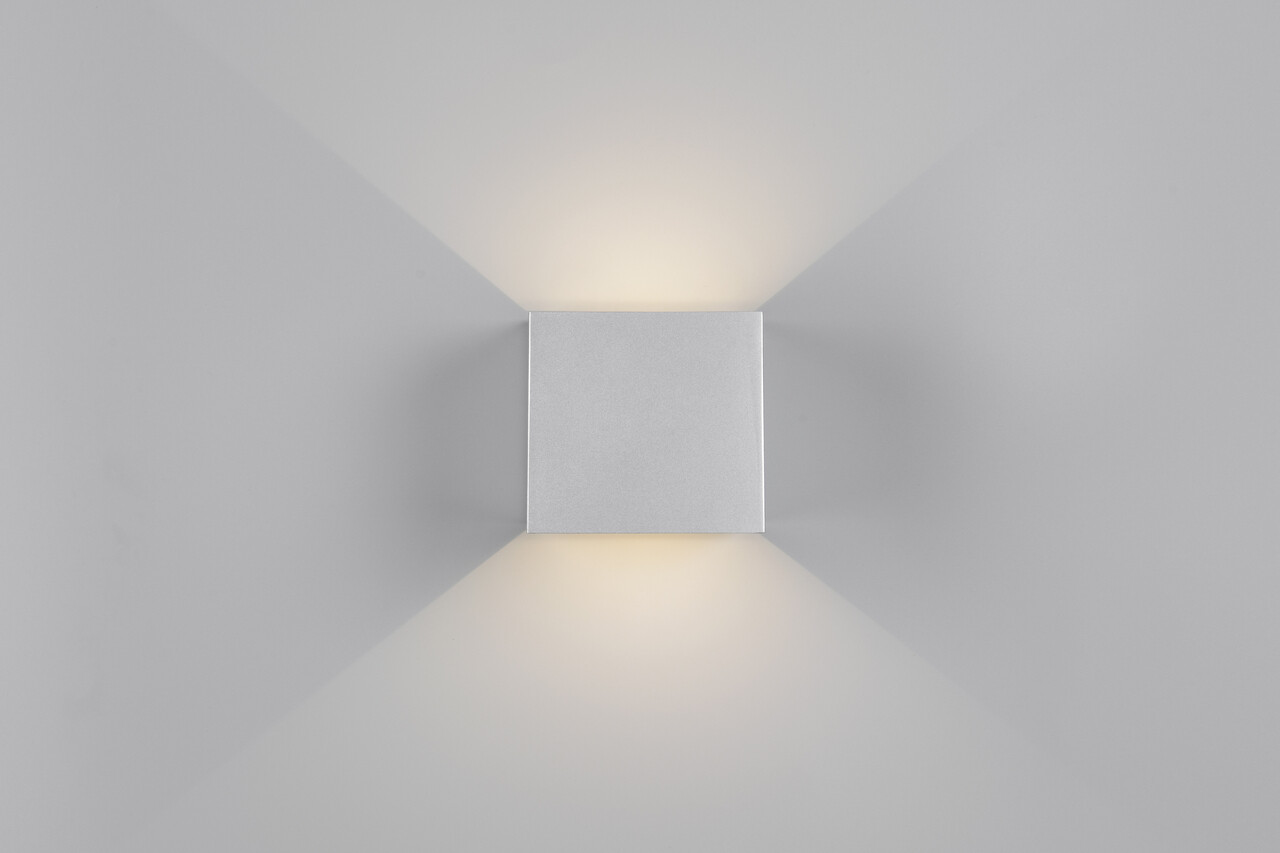 Aplica de perete patrata pentru exterior Genie, RL NOW, 10x10.5x10 cm, 1W, 2x SMD, plastic, titaniu - imagine 7